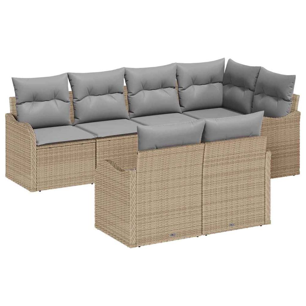 Ensemble de canapé de jardin 7 pc beige polyrotin