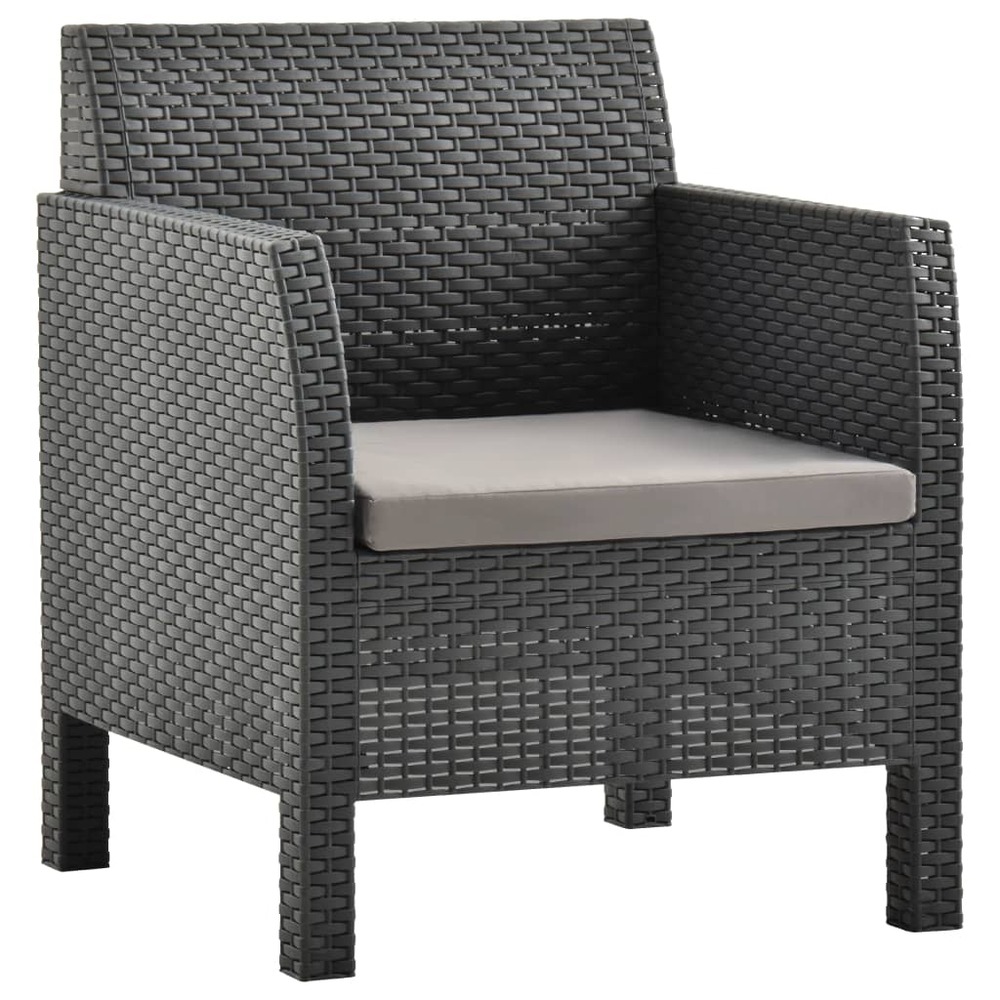 Chaise de jardin avec coussin pp rotin anthracite