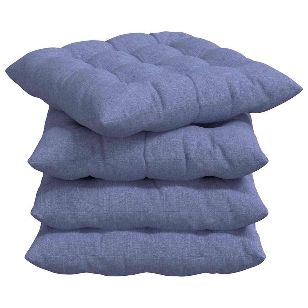 Coussins de siège 4 pc tissu bleu denim 40 x 40 x 6 cm