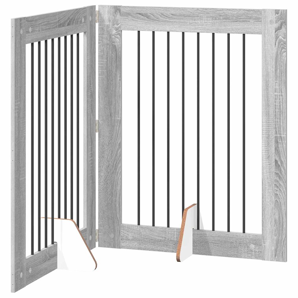Porte de chien pliable avec supports 2 pc sonoma gris 160,5 cm