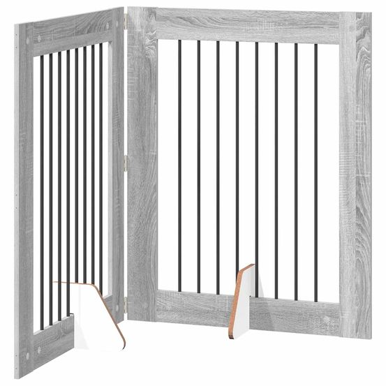 Porte de chien pliable avec supports 2 pc sonoma gris 160,5 cm