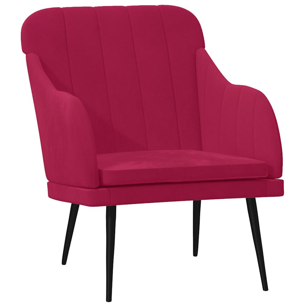 Fauteuil rouge bordeaux 63x76x80 cm velours