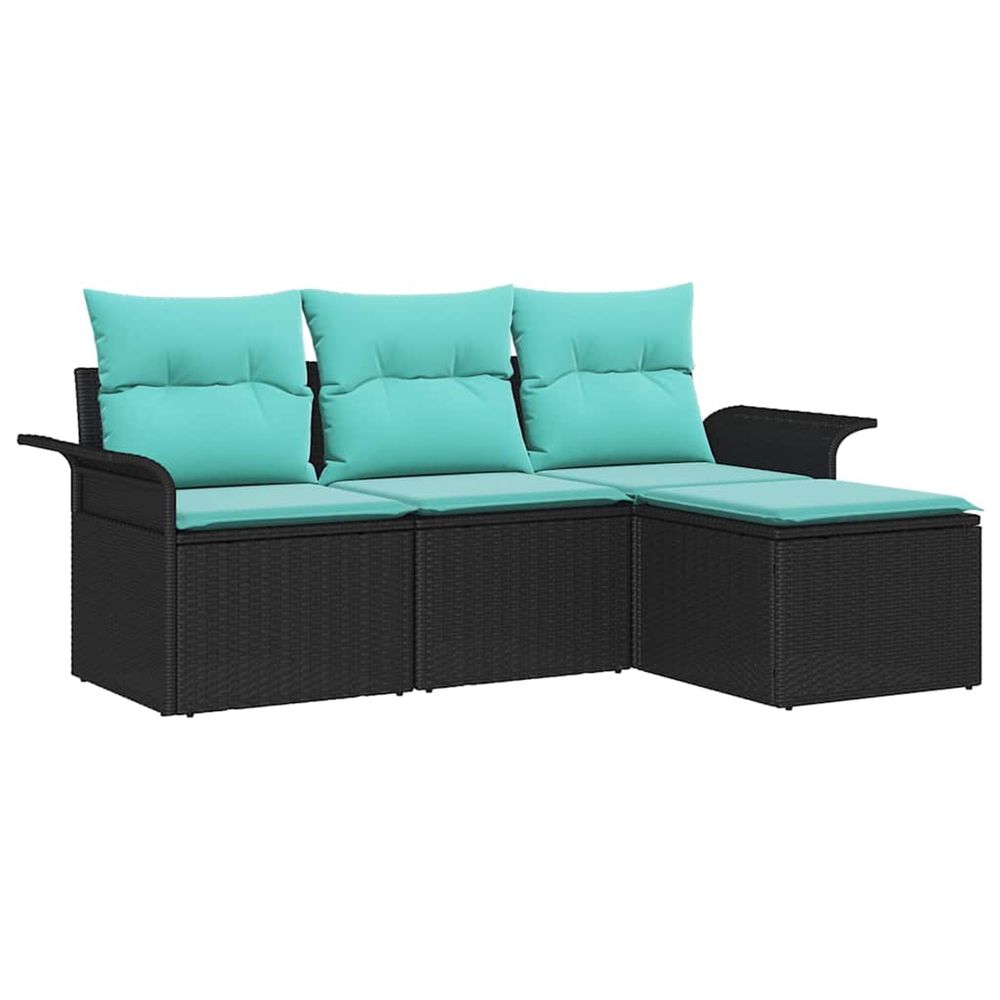 Ensemble de canapé de jardin 4 pc noir polyrotin