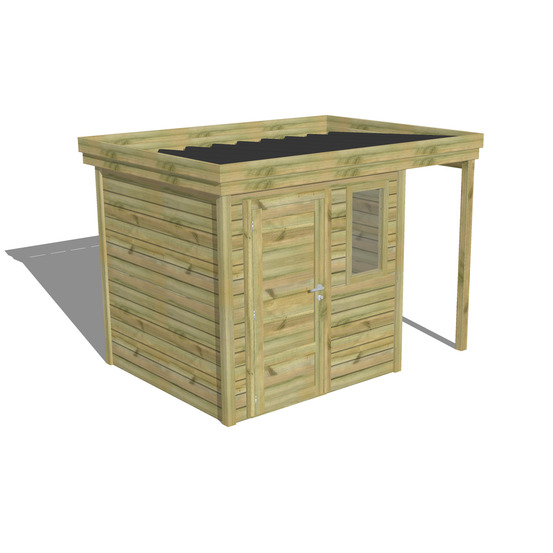 Abri de jardin bois pin traité autoclave 27mm - 3,14x2,14m / 7m2 - bac acier - abri français