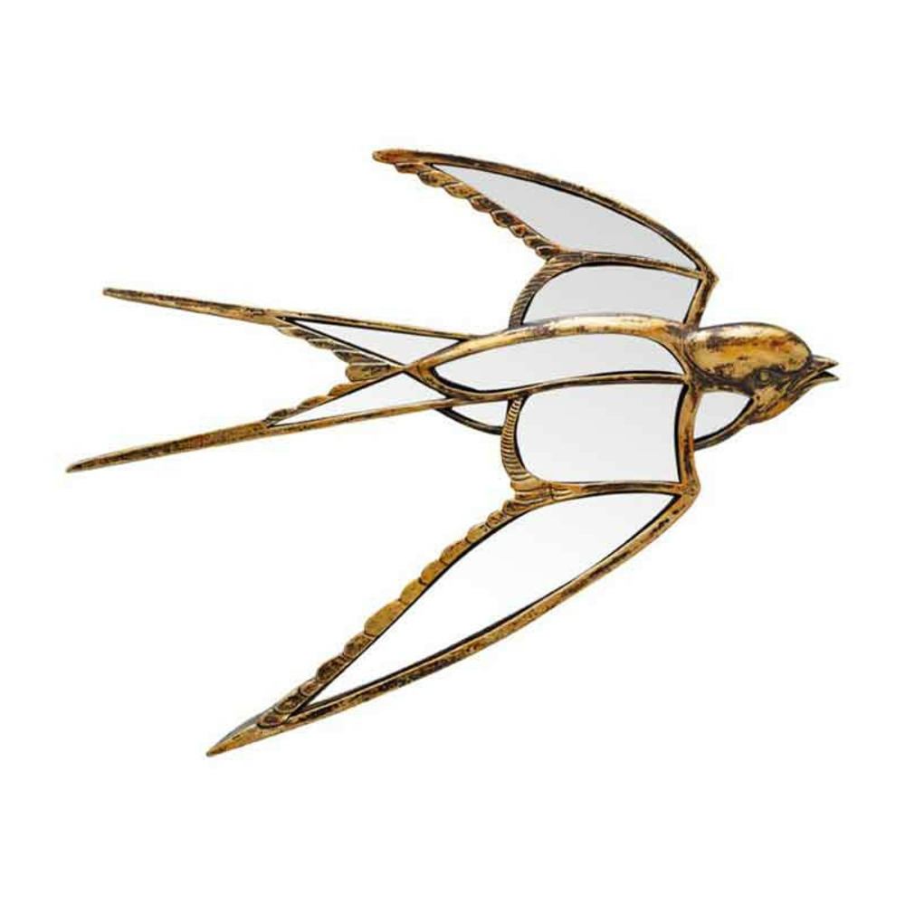 Miroir hirondelle ailes déployées résine doré 39x37cm
