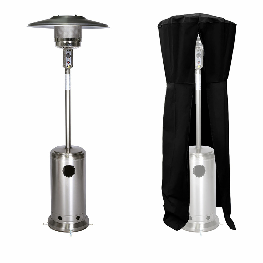 Parasol chauffant oslo - chauffage d'extérieur gaz - acier inox + housse