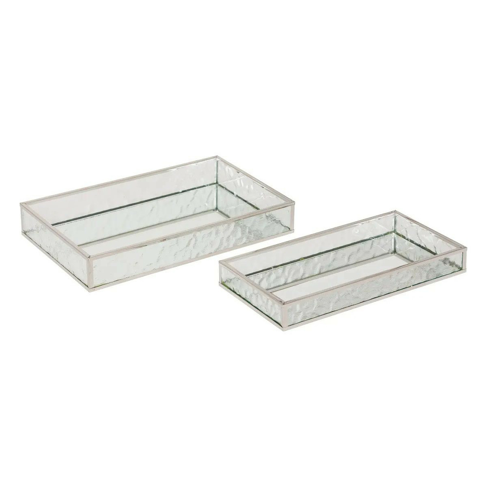 Lot de 2 plateaux miroir en verre 