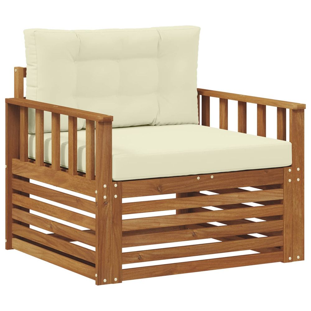 Canapé d’extérieur bois d'acacia massif et polyester