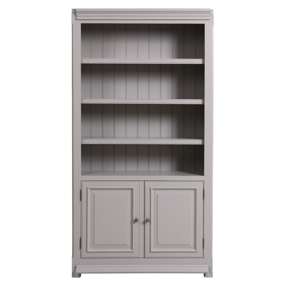 Bibliothèque modulable ouverte 2 portes bois gris - harmonie interior's
