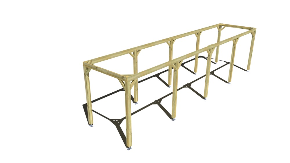 Pergola bois • 10m x 2m • indépendante • cadre simple • livraison comprise