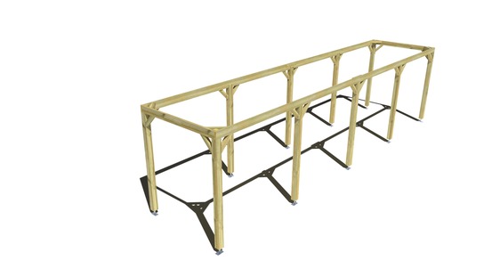 Pergola bois • 10m x 2m • indépendante • cadre simple • livraison comprise