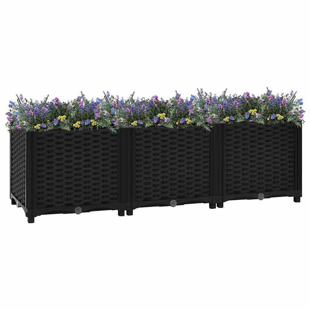 Grand carré potager surélevé 120 cm en polypropylène pour plantations noir