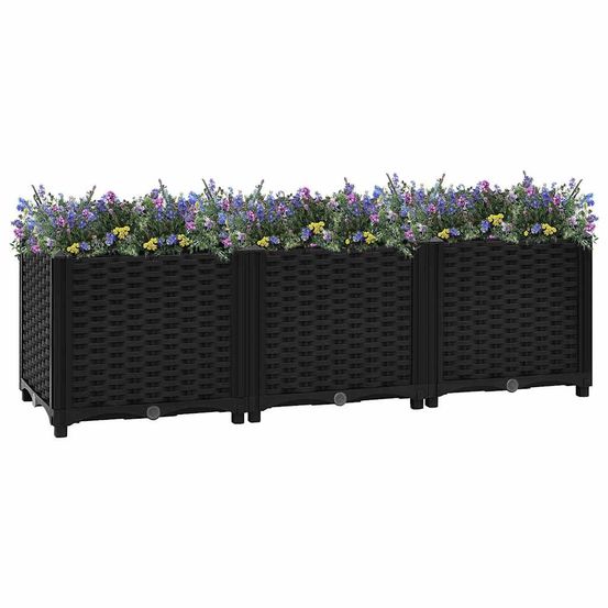 Grand carré potager surélevé 120 cm en polypropylène pour plantations noir