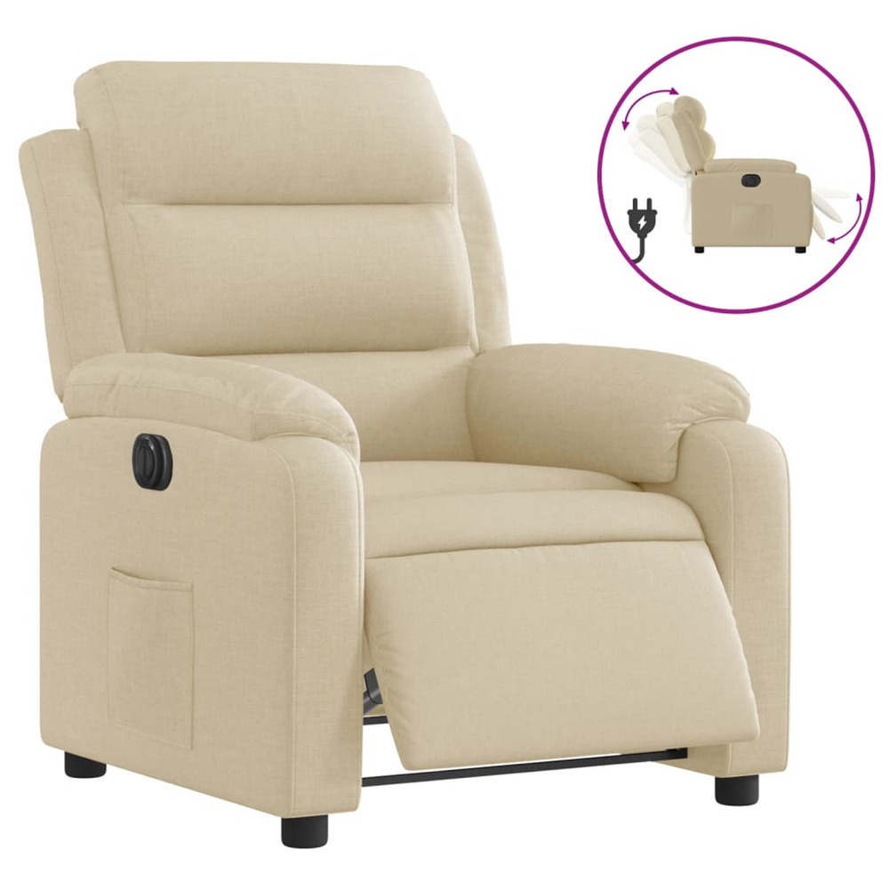 Fauteuil inclinable électrique crème tissu
