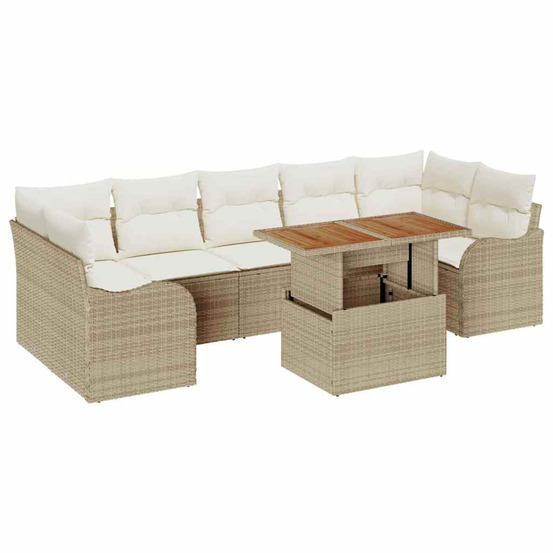 Ensemble de canapé de jardin avec coussin 8 pcs beige et crème