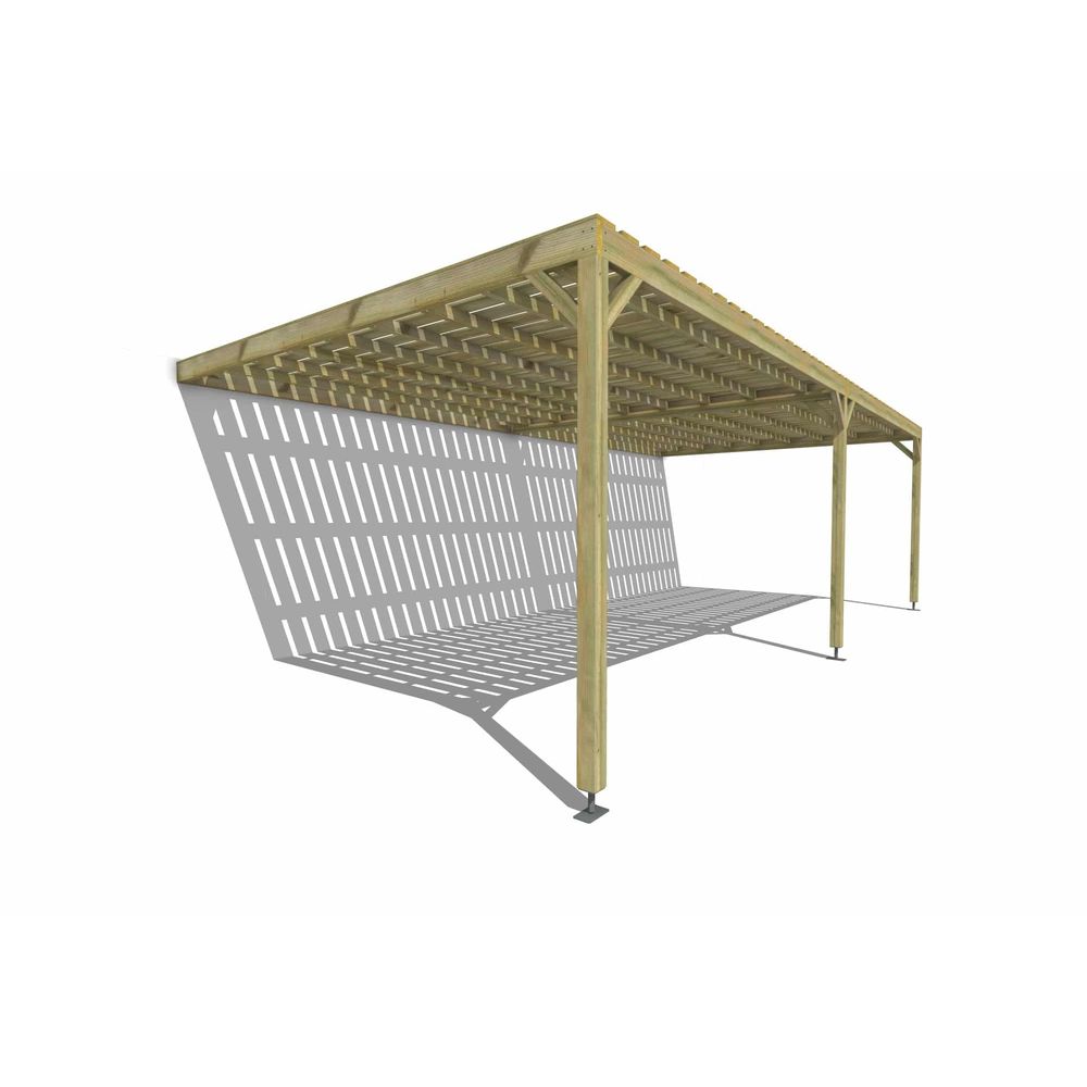 Pergola bois • 8m x 4m • adossée • sens largeur • platelage bois • livraison comprise