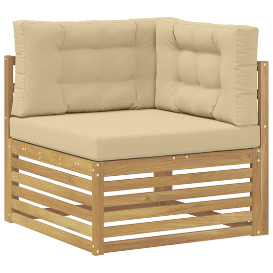 Canapé d'angle extérieur bois d'acacia massif blanc
