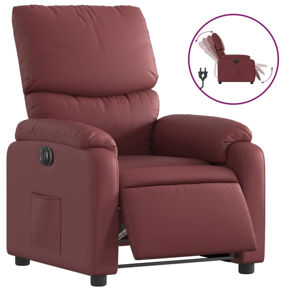 Fauteuil inclinable électrique rouge bordeaux similicuir
