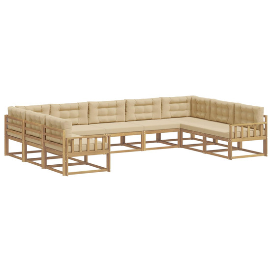 Ensemble de canapés d'extérieur 9 pcs blanc et beige