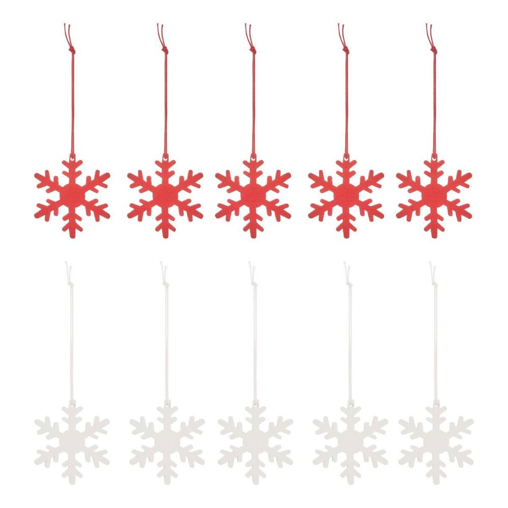 Lot de 10 suspensions de sapin en bois rouge et blanc 5 cm