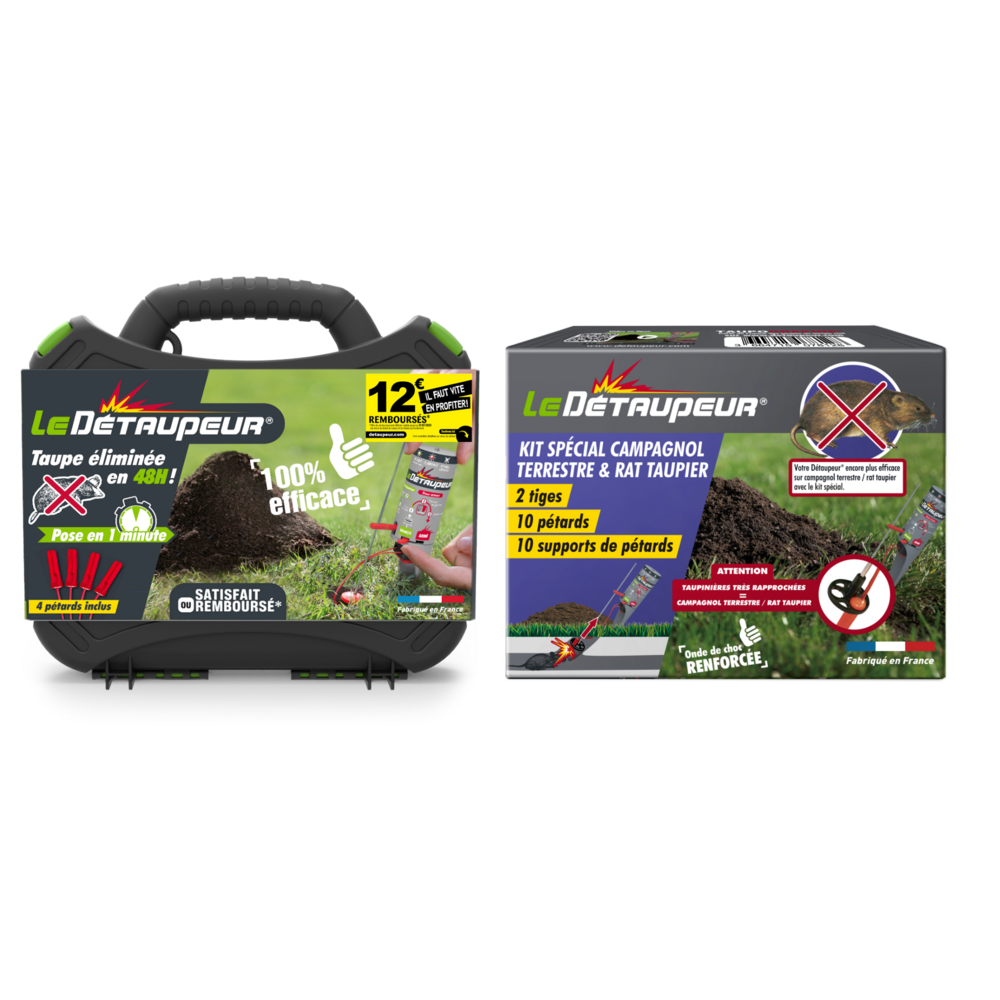 Kit anti taupes detaupeur complet valisette + 4 recharges & kit pièges anti camp