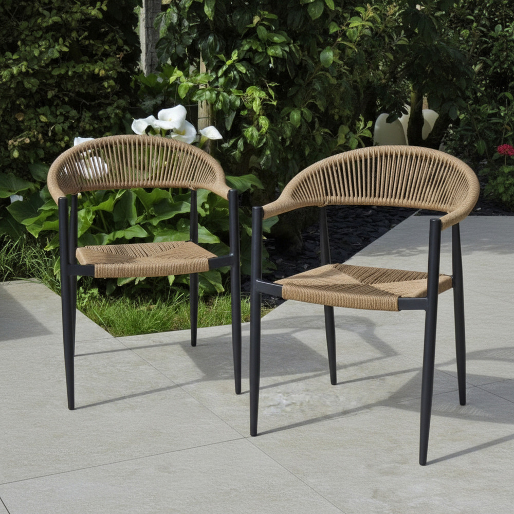 Fauteuils alu anthracite et corde tressée naturelle casamance (lot de 2)