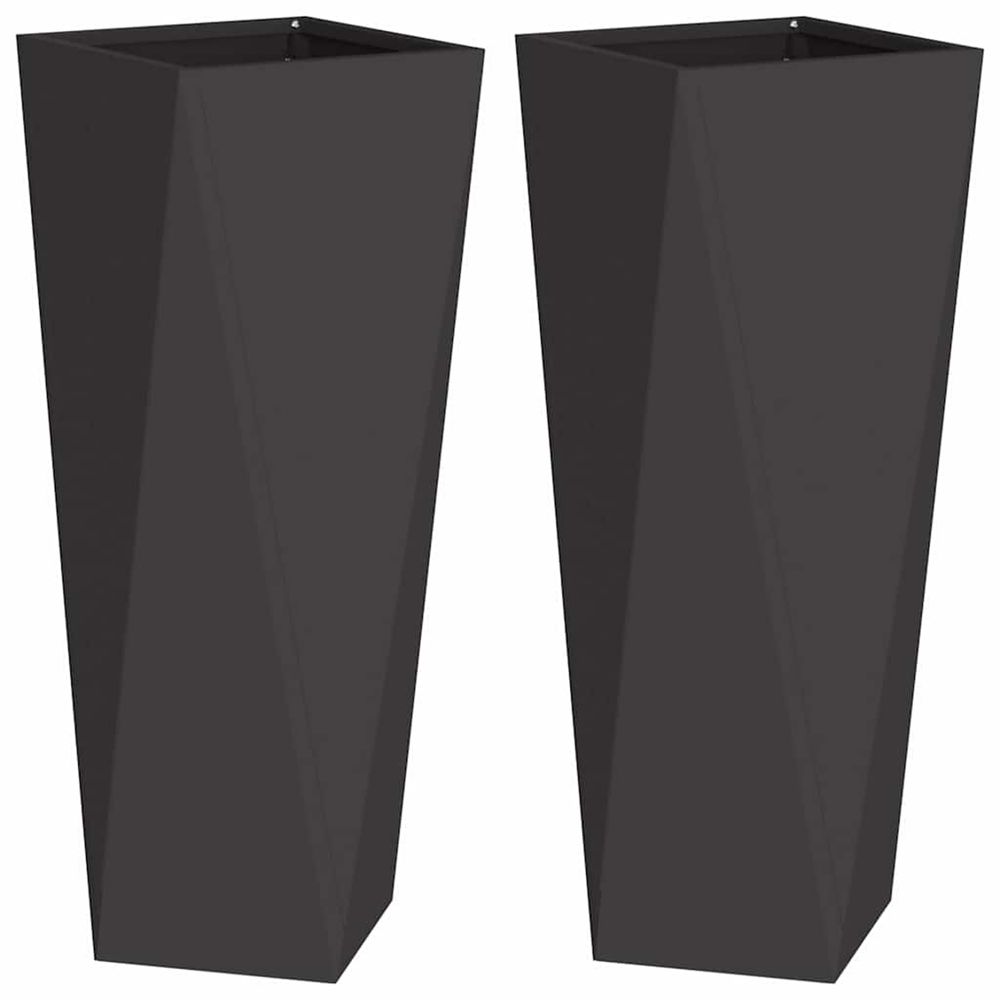 Jardinière d'extérieur 2 pc noir 30 x 30 x 75 cm acier