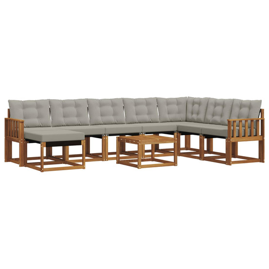 Ensemble de canapés d'extérieur 9 pcs gris naturel et clair