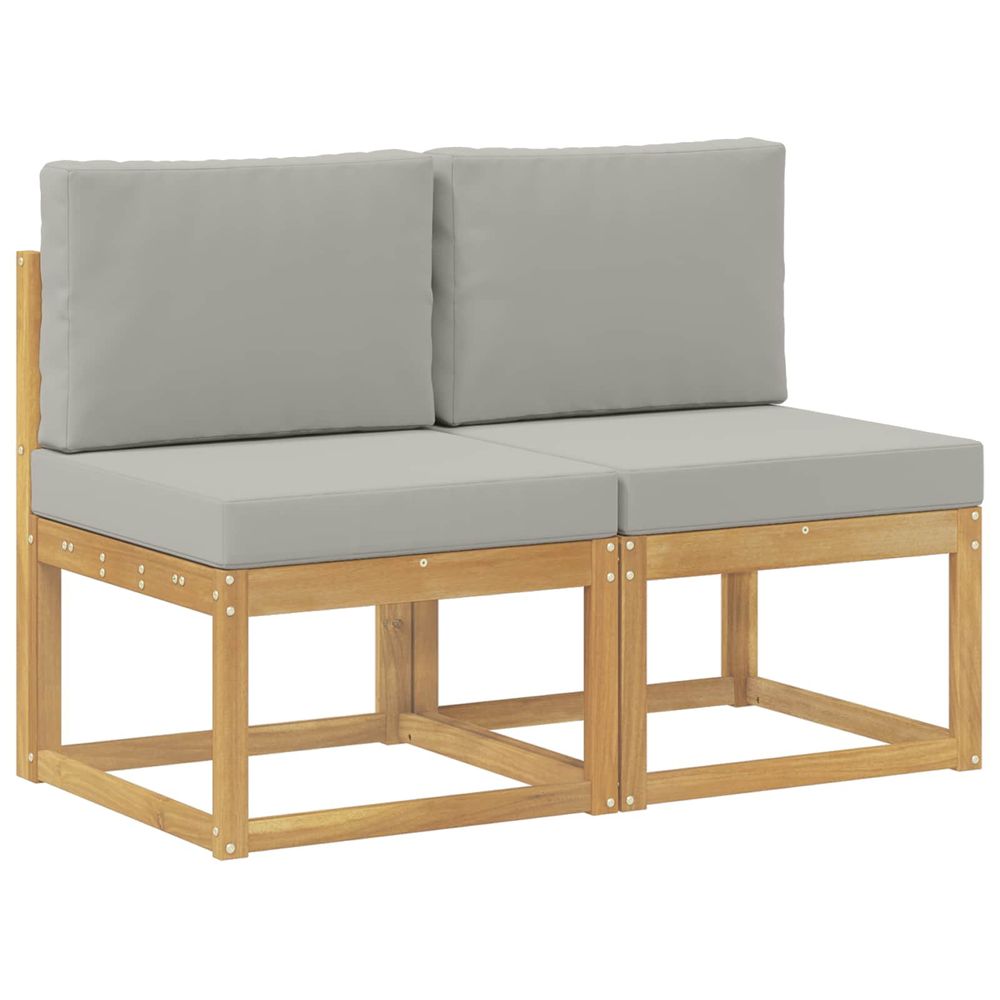 2 pièce sofa de milieu extérieur bois d'acacia massif blanc