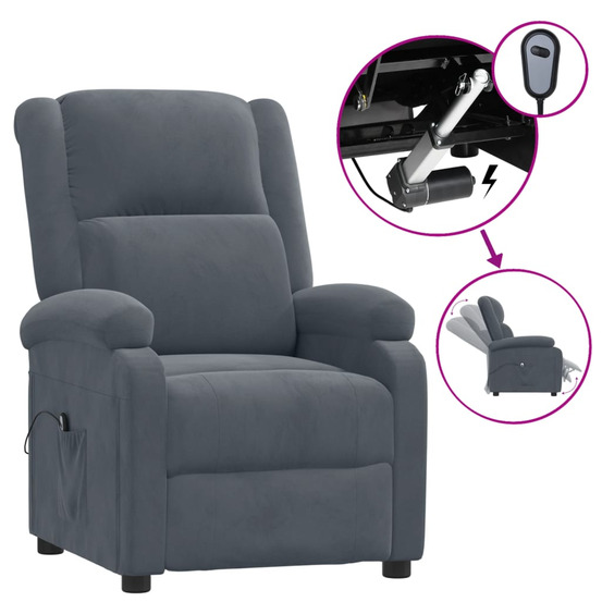 Fauteuil inclinable électrique gris foncé velours
