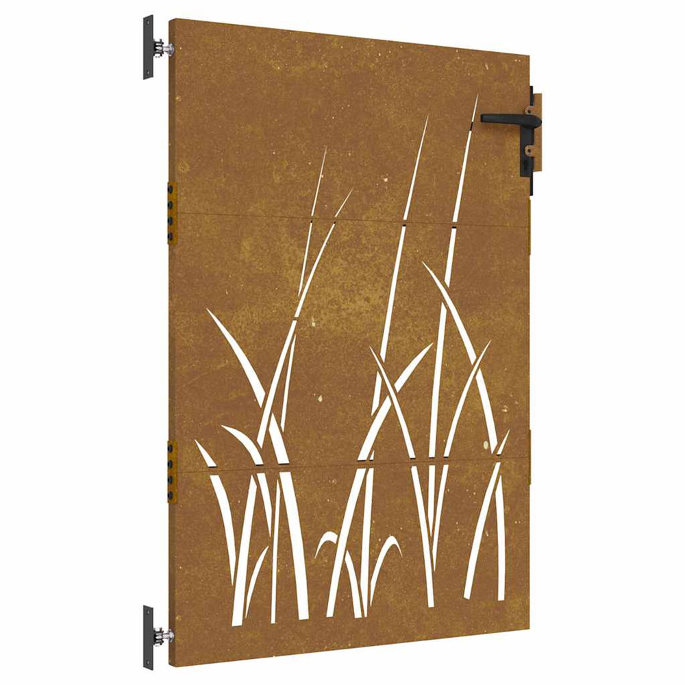 Portail de jardin 85x150 cm acier corten conception d'herbe