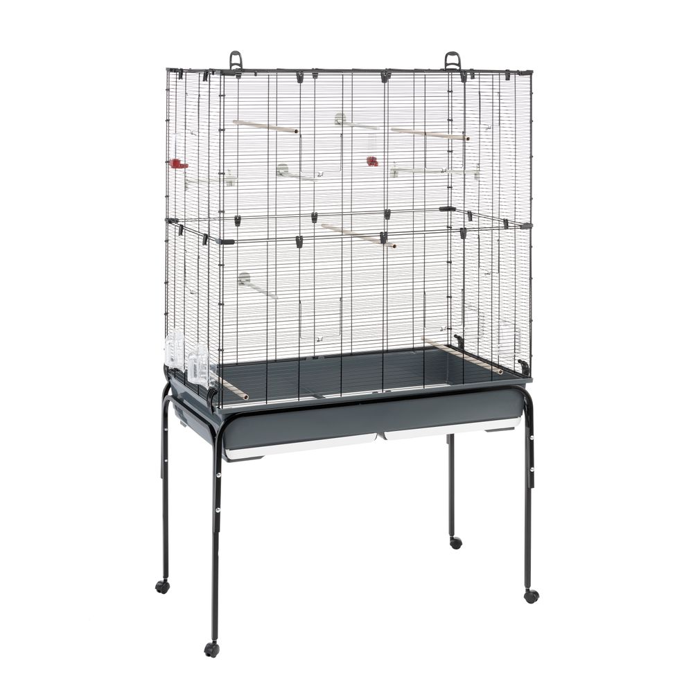 Ferplast cage oiseaux planeta, volière, perruche, canari, petits oiseaux, avec mangeoire et accessoires, support à roulettes