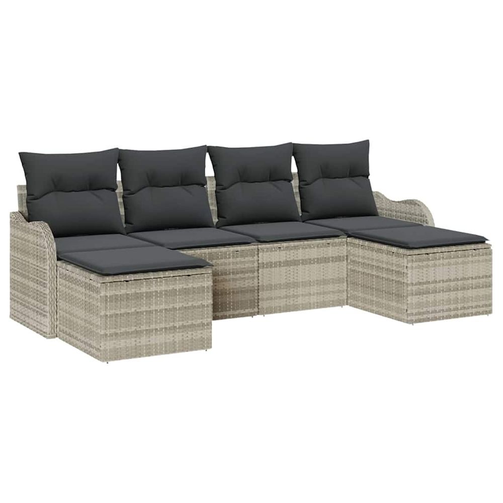 Ensemble de canapé de jardin 6 pc gris clair polyrotin