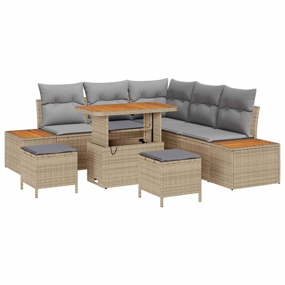 Ensemble de canapé de jardin 8 pc 7-nombre de places beige