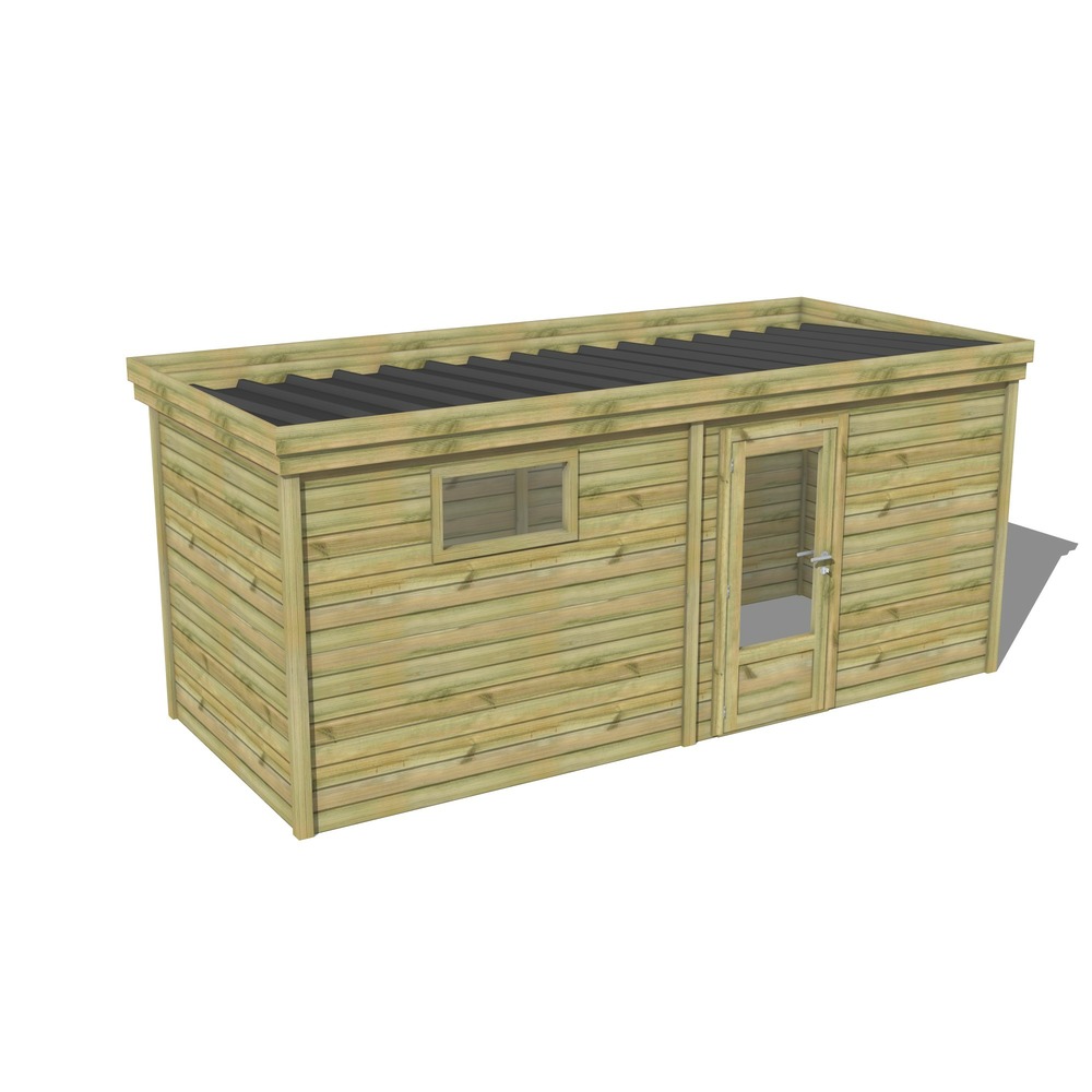 Abri de jardin bois pin traité autoclave 27mm - 5,69x2,14m / 12m2 - bac acier - abri français