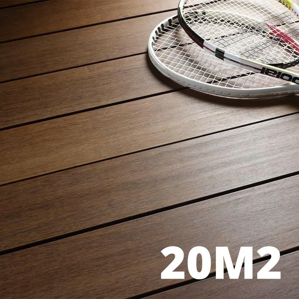 Kit terrasse bambou 20m² - samba - 62 lames de terrasse (224 x 13.9 x 1.8 cm) - fixation clips cobra hybrid 7-22 - garantie 25 ans