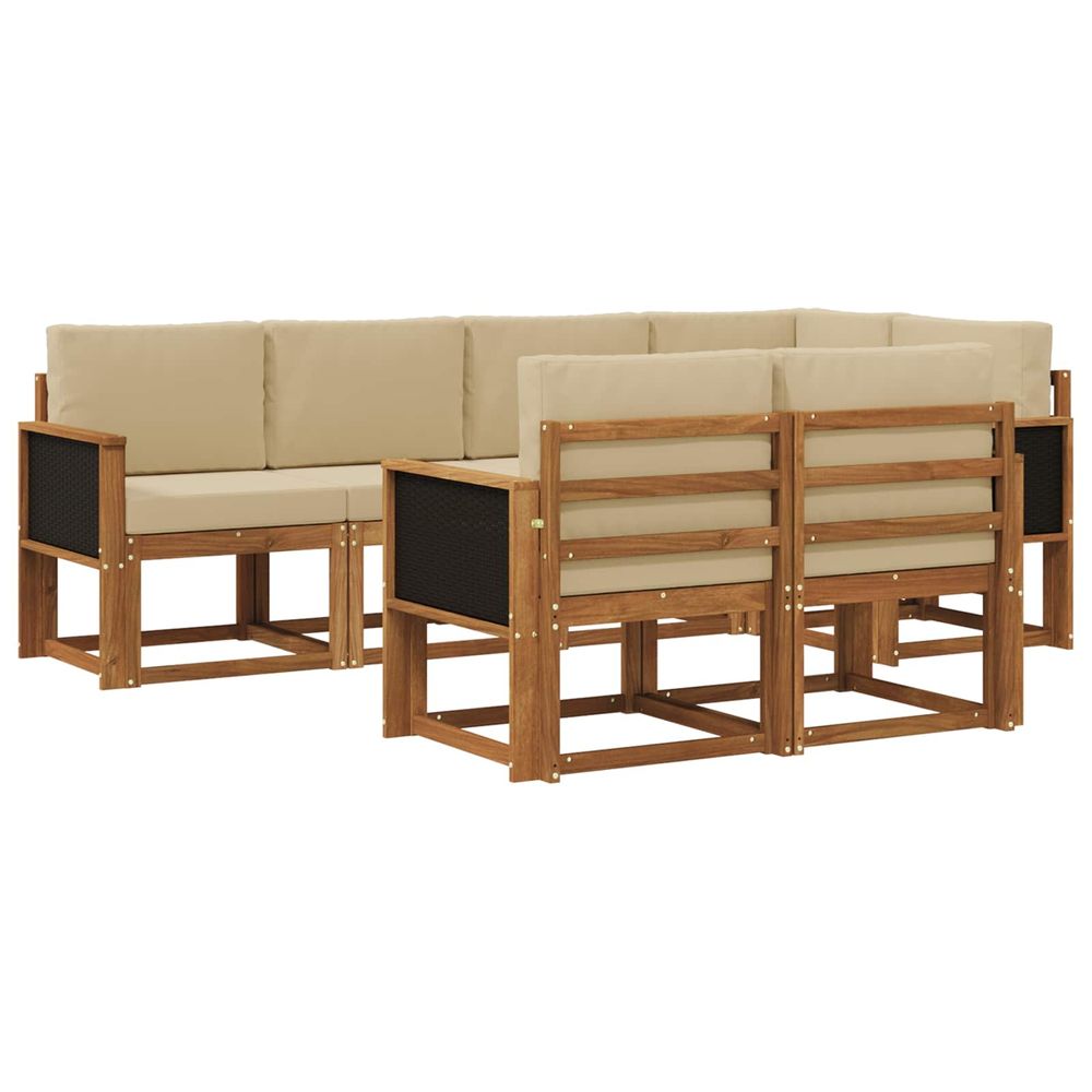 Ensemble de canapés d'extérieur 7 pc naturel et beige polyester