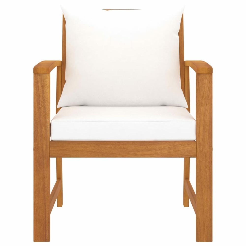Chaises de jardin lot de 2 et coussin crème bois acacia massif