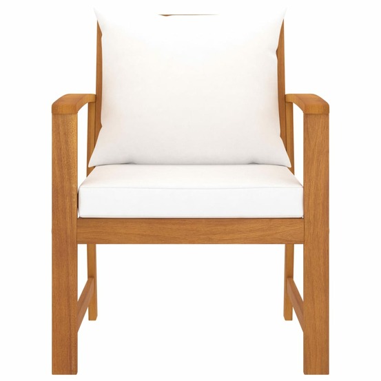 Chaises de jardin lot de 2 et coussin crème bois acacia massif