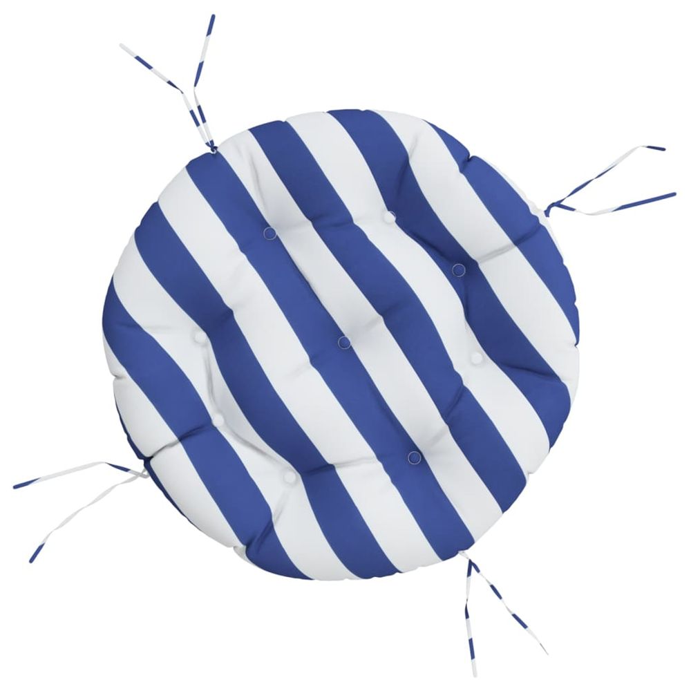 Coussin rond rayure bleue/blanche ø 60 x11 cm tissu oxford
