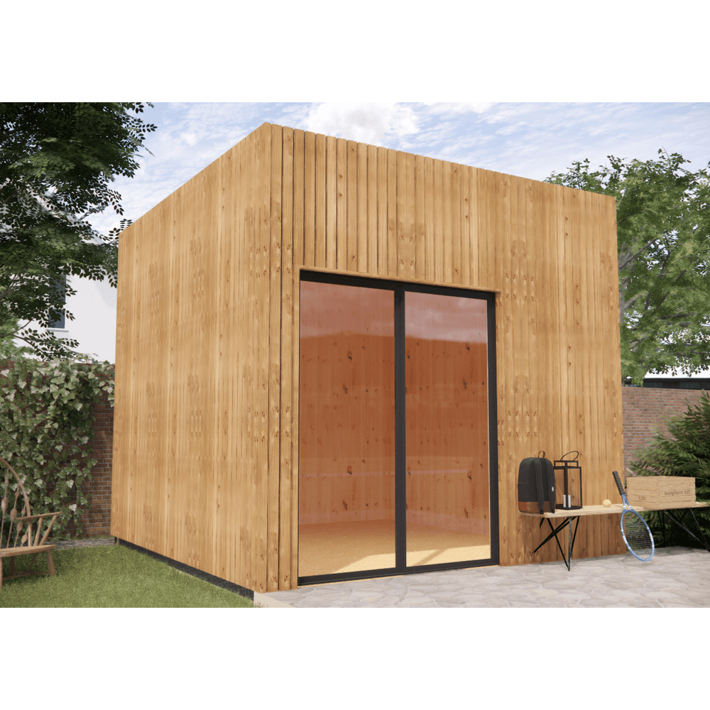 Bureau de jardin 4 saisons en bois 3,3 x 3,5 x 3,2 m / isolation re2020 / menuiseries alu k-line