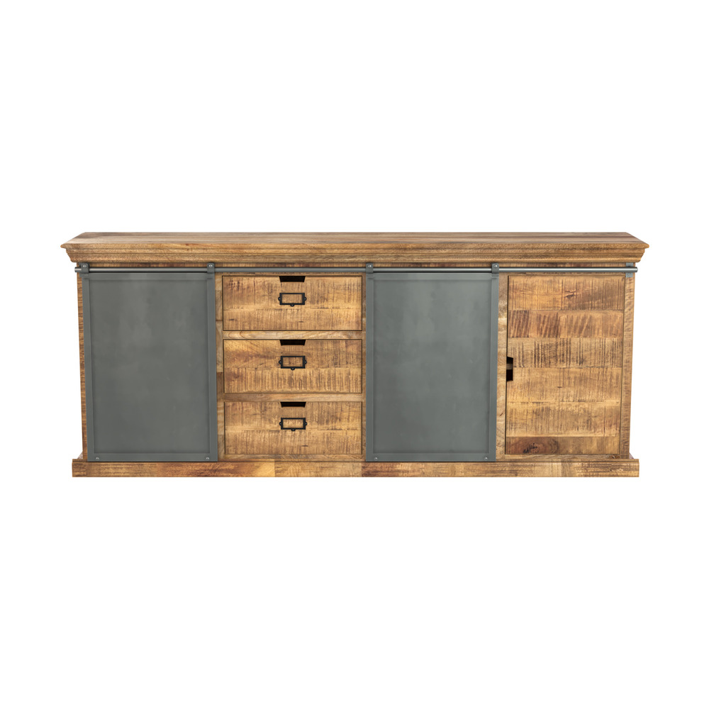 Tabuk - grand buffet en bois et métal 3 portes 3 tiroirs