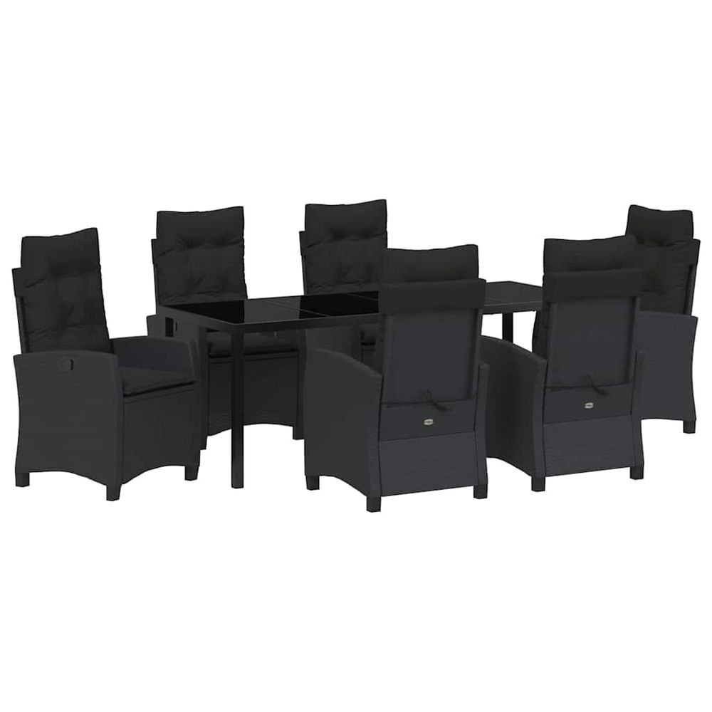 Ensemble de salle à manger pour jardin 7 pc noir polyrotin