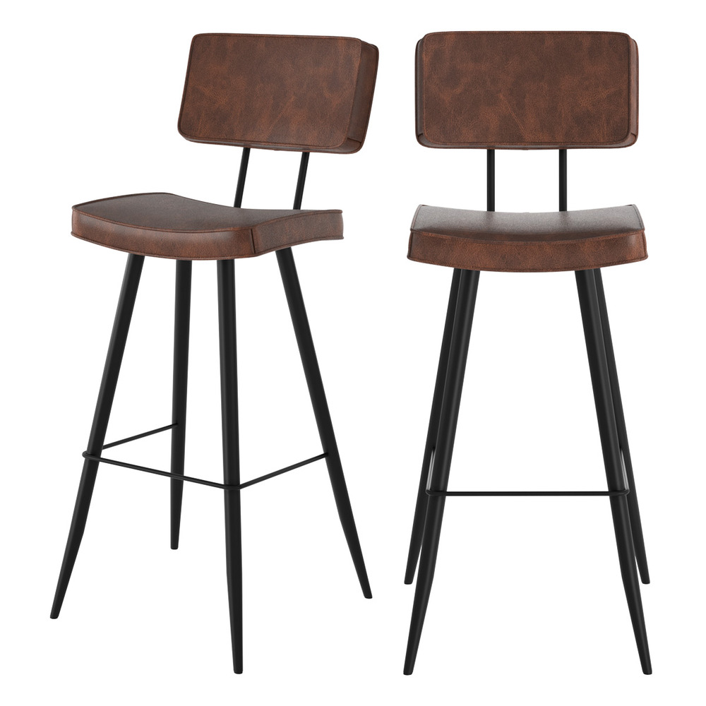 Texas - chaise de bar en cuir synthétique 75.5 cm (lot de 2)