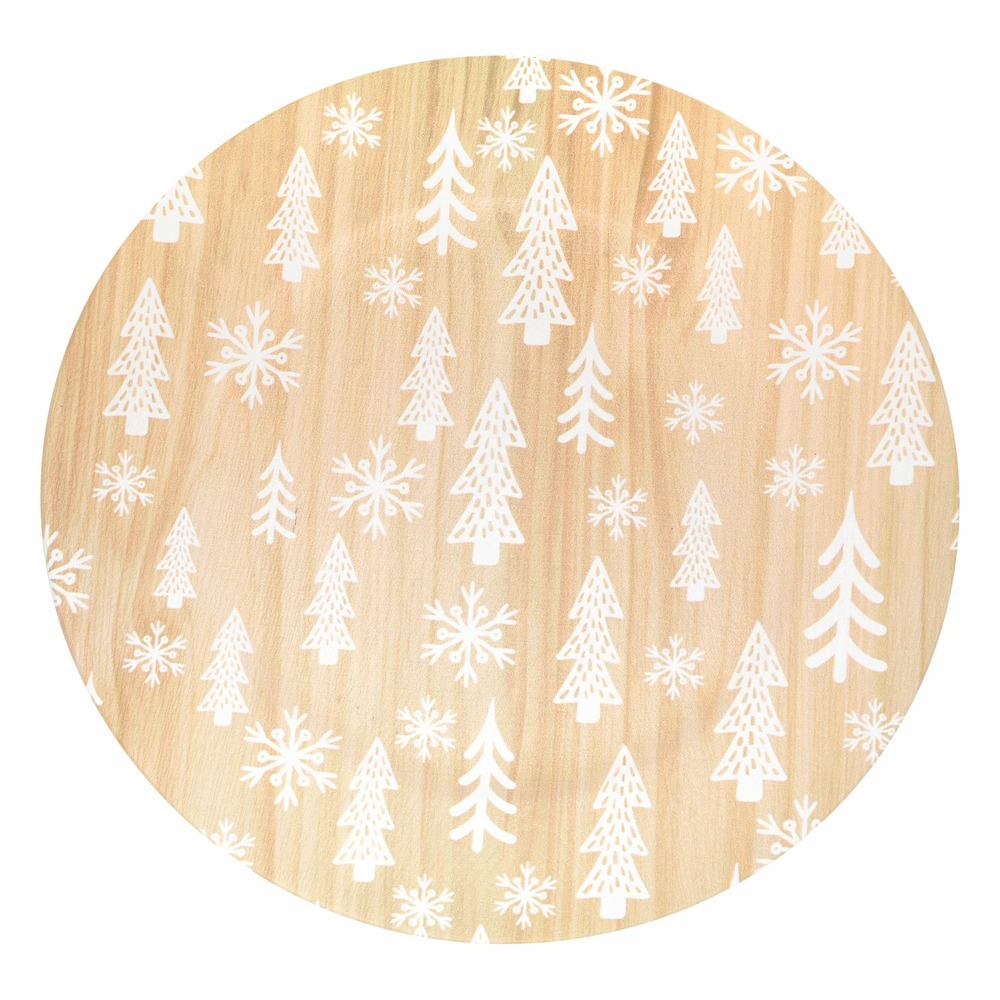 Lot de 12 assiettes de présentation effet bois sapins - beige