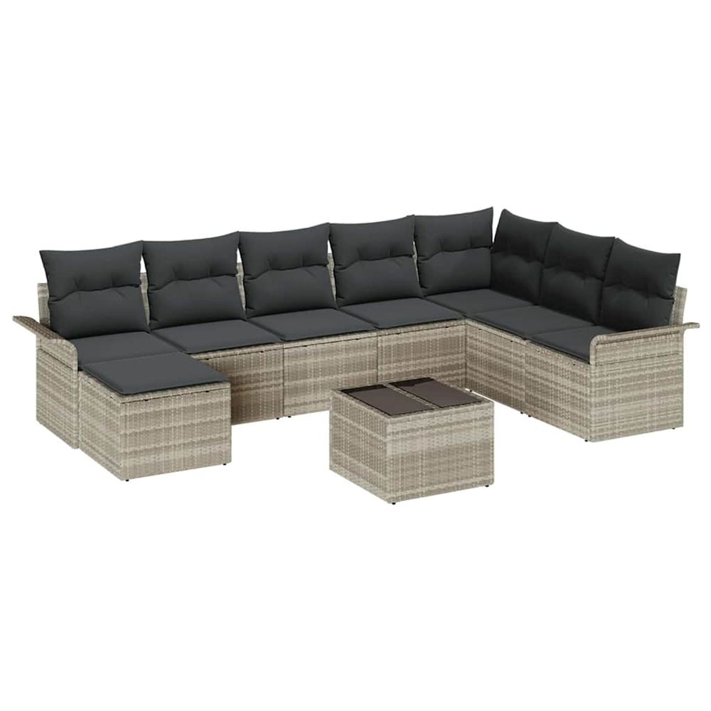 Ensemble de canapé de jardin 9 pc gris poly rotin