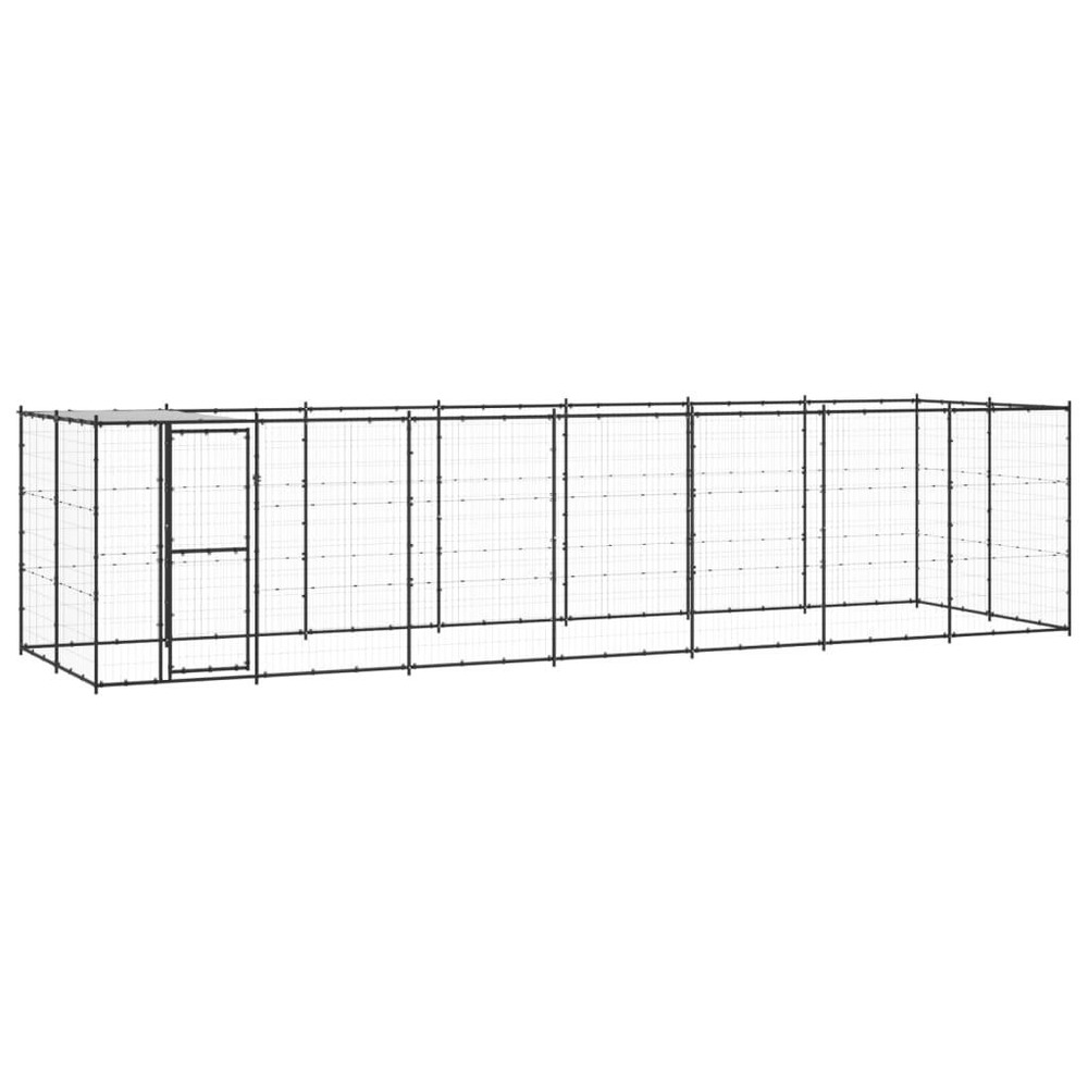 Chenil extérieur cage enclos parc animaux chien extérieur acier avec toit 16,94 m²