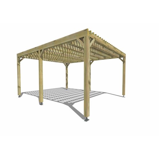 Pergola bois • 4m x 5m • indépendante • sens largeur • lattage bois • livraison comprise