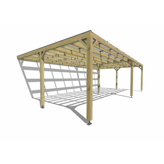Pergola bois • 9m x 5m • adossée • sens largeur • couverture étanche transparente incluse • livraison comprise