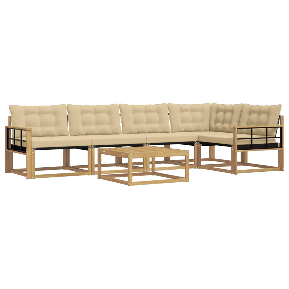 Ensemble de canapés d'extérieur 6 pcs blanc et beige
